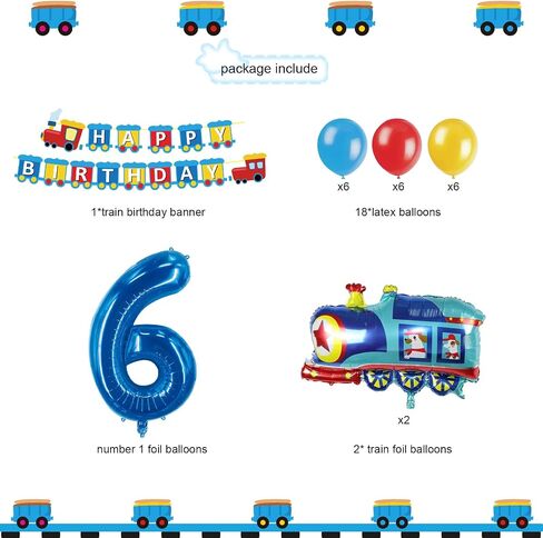 JOPARY Train 7th Birthday Decorations,Train 7 Years Old Birthday Party Supplies With Number 6 Foil Balloons, Train Birthday Banner, Latex Balloons For Kids Train Birthday Party Decoration in Saudi Arabia