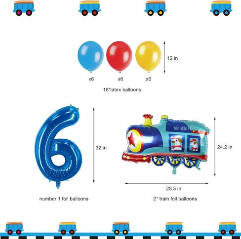 JOPARY Train 7th Birthday Decorations,Train 7 Years Old Birthday Party Supplies With Number 6 Foil Balloons, Train Birthday Banner, Latex Balloons For Kids Train Birthday Party Decoration in Saudi Arabia