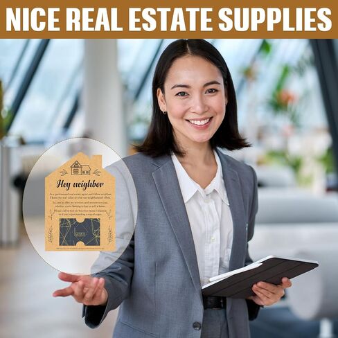50 مجموعة من بطاقات التهنئة للبريد العقاري من Hey Neighbor، بطاقات على شكل منزل جار مع مظاريف، لوازم الوكيل العقاري لوكلاء العقارات in Saudi Arabia