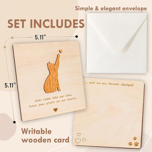 بطاقة تذكارية خشبية للقطط - بطاقة تعاطف مع الحيوانات الأليفة للقطط، هدية تعاطف مع فقدان القطط، هدايا الفجيعة لفقد الحيوانات الأليفة، بطاقات تعزية لوفاة القطط، هدية تذكارية للحيوانات الأليفة in Kuwait
