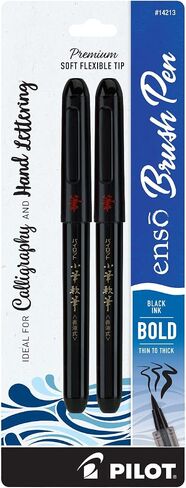 Pilot Enso Premium Soft Flexible Tip Brush Pen, Black Ink, Bold Tip, 2pk in Saudi Arabia