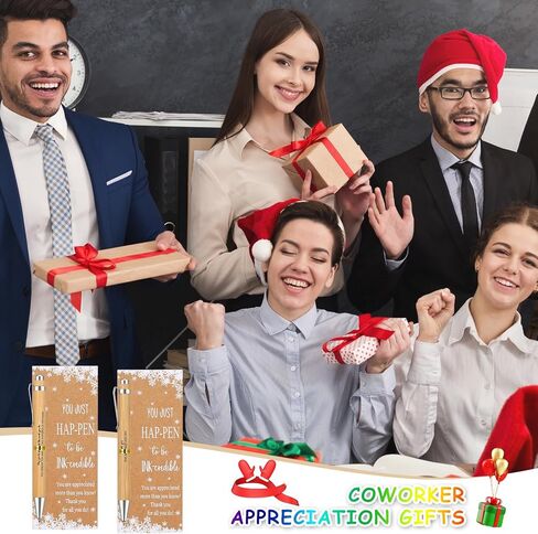 50 Sets Christmas Employee Appreciation Gift Pens Inspirational Bamboo Ballpoint Pen with Thank You Greeting Card Bulk for Winter Christmas Teacher Coworker Employee Volunteer Nurse Team in Saudi Arabia