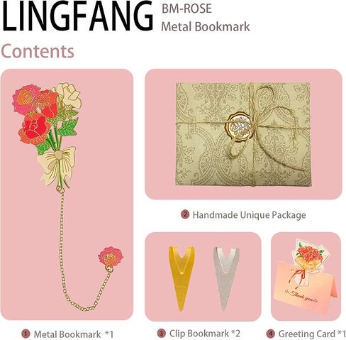 Metal Flower Bookmarks for Women Mother's Day, Book Marker Unique Birthday Gifts for Girl, Book Lovers, Teacher Appreciation Gifts Thank You Presents for Readers Lovers Friends - Van Gogh Rose in Saudi Arabia