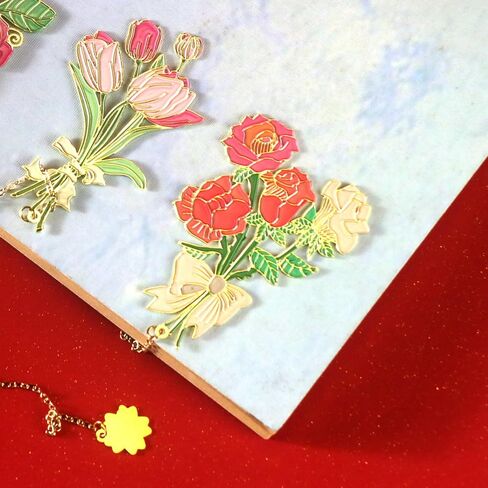 Metal Flower Bookmarks for Women Mother's Day, Book Marker Unique Birthday Gifts for Girl, Book Lovers, Teacher Appreciation Gifts Thank You Presents for Readers Lovers Friends - Van Gogh Rose in Saudi Arabia