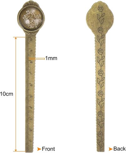 HARFINGTON Metal Bookmark Ruler 10cm Metric Flower Retro Vintage Bookmark Marker Measure Measuring Tool for Office Classroom Teacher Gift, Deep Blue in Saudi Arabia
