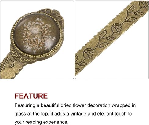 HARFINGTON Metal Bookmark Ruler 10cm Metric Flower Retro Vintage Bookmark Marker Measure Measuring Tool for Office Classroom Teacher Gift, Deep Blue in Saudi Arabia