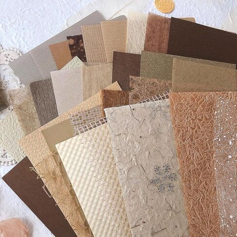VIVIQUEN 30Pcs Handmade Scrapbook Paper Craft Paper Morandi A5 sheet Mesh Fabric Mulberry Special Paper Mix for Scrapbooking Junk Journal Journaling Supplies DIY Materials(Vintage) in Saudi Arabia