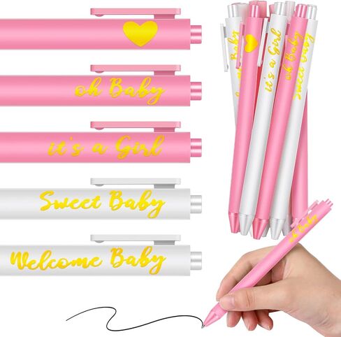 Nuanchu 50 Pcs Baby Shower Pens for Guests It's a Boy or Girl Pens Retractable Baby Shower Favors Baby Shower Decorations Office School Teacher Student Writing Supplies(Mix Color, Gentleman Style) in Saudi Arabia