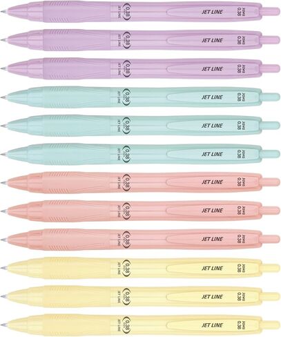 JVPEN Ballpoint Pen Office Supplies - Consistent Smooth Writing, Jet-line series, no smudge, smooth writing pens, for teacher, study, work place, business, Vivid Ink (0.7mm Black_12Pack) in Kuwait