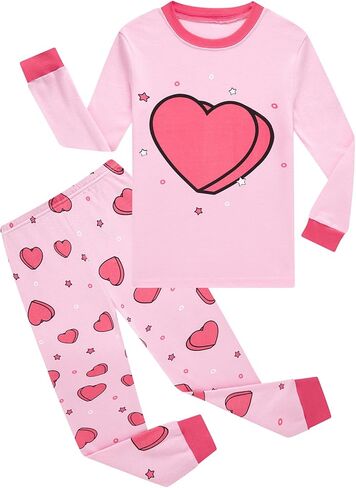 مجموعة ملابس نوم للفتيات من Little bety 100% قطن يونيكورن للفتيات والقطط Pjs بأكمام طويلة للأطفال على شكل بومة in Kuwait