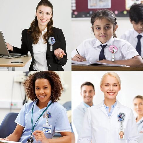 Flower Brain Badge Reel, Work Badge Holder Retractable Clip, Cute Pediatric Flower Badge Reel, Nurse Badge Reel, Nursing Student ID Brain Flower Badge Clip, RN LPN CNA Worker Nurse Badge Accessories in Kuwait