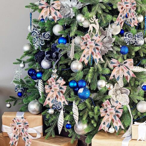 10 Yards Christmas Boho Tree Wired Ribbon 2.5 Inch Xmas Boho Decorative Fabric Ribbon for Christmas Home Decor Tree Topper Bow Wreath Garland Making Gift Wrapping DIY Crafts in Saudi Arabia