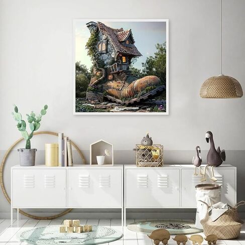 JFYHAB 5D حذاء الماس الفن الحلي مجموعات، منزل DIY الماس الفن اللوحة الماس الفن عيد الميلاد 5D منزل الماس الفن الثلج الماس الفن مجموعات الصورة الحرفية لديكور جدار المنزل 12 بوصة in Kuwait