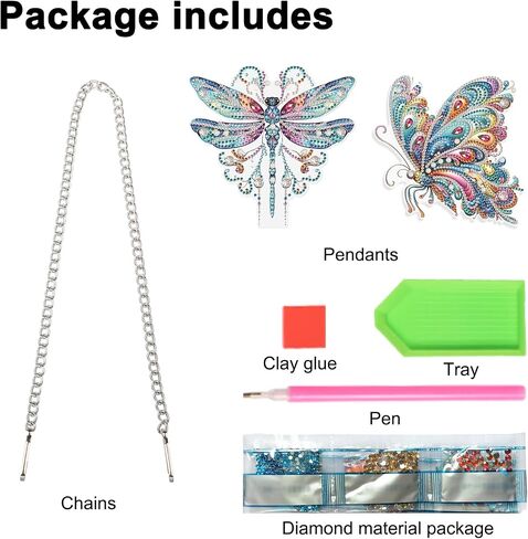 JISHSHAY 2 PCS Diamond Painting Pendant DIY Dragonfly Diamond Art Wind Chime Special Shaped Crystal Crystal Suncatcher Garden Wind Chimes Diamond Painting Hanging for Garden Wall Door Window Decor in Saudi Arabia