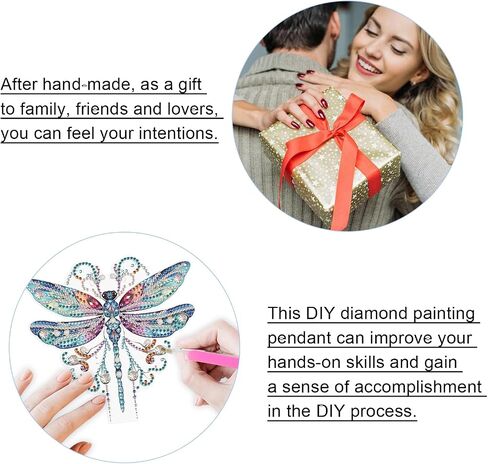 JISHSHAY 2 PCS Diamond Painting Pendant DIY Dragonfly Diamond Art Wind Chime Special Shaped Crystal Crystal Suncatcher Garden Wind Chimes Diamond Painting Hanging for Garden Wall Door Window Decor in Saudi Arabia