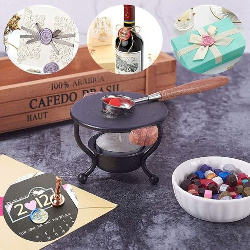 CRASPIRE Wax Seal Kit Wax Melt Furnace Wax Stamp Melter with Melting Spoon 100pcs Sealing Wax Beads 5pcs Candles Wax Seal Spoon Holder for Melting Wax Seal Beads for Envelope Invitations Wedding Seal in Saudi Arabia