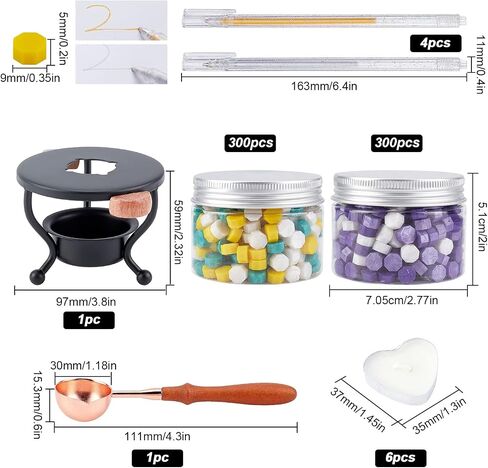 CRASPIRE Wax Seal Kit Wax Melt Furnace Wax Stamp Melter with Melting Spoon 100pcs Sealing Wax Beads 5pcs Candles Wax Seal Spoon Holder for Melting Wax Seal Beads for Envelope Invitations Wedding Seal in Saudi Arabia