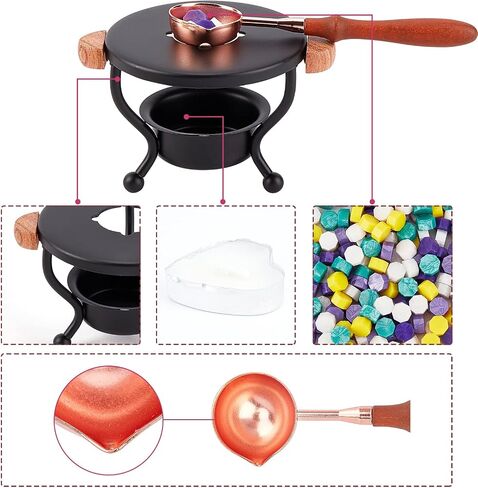 CRASPIRE Wax Seal Kit Wax Melt Furnace Wax Stamp Melter with Melting Spoon 100pcs Sealing Wax Beads 5pcs Candles Wax Seal Spoon Holder for Melting Wax Seal Beads for Envelope Invitations Wedding Seal in Saudi Arabia