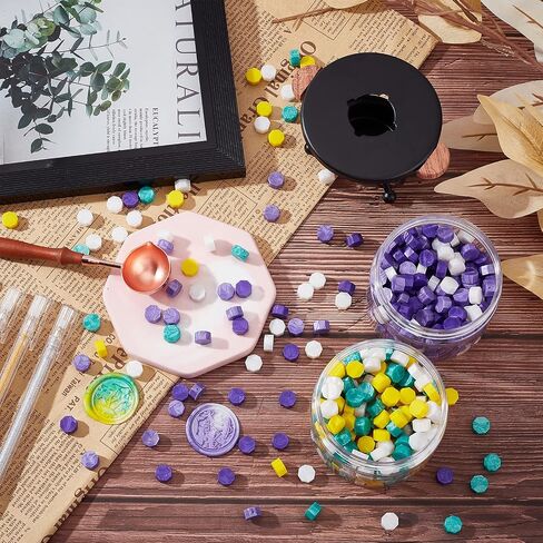 CRASPIRE Wax Seal Kit Wax Melt Furnace Wax Stamp Melter with Melting Spoon 100pcs Sealing Wax Beads 5pcs Candles Wax Seal Spoon Holder for Melting Wax Seal Beads for Envelope Invitations Wedding Seal in Saudi Arabia