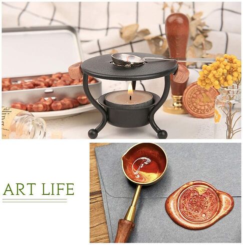 CRASPIRE Wax Seal Kit Wax Melt Furnace Wax Stamp Melter with Melting Spoon 100pcs Sealing Wax Beads 5pcs Candles Wax Seal Spoon Holder for Melting Wax Seal Beads for Envelope Invitations Wedding Seal in Saudi Arabia