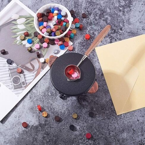 CRASPIRE Wax Seal Kit Wax Melt Furnace Wax Stamp Melter with Melting Spoon 100pcs Sealing Wax Beads 5pcs Candles Wax Seal Spoon Holder for Melting Wax Seal Beads for Envelope Invitations Wedding Seal in Saudi Arabia