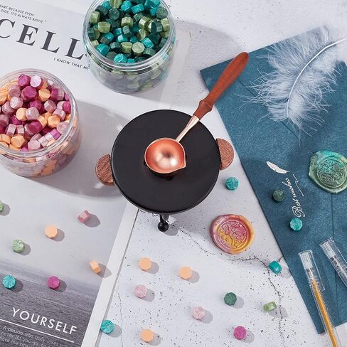 CRASPIRE Wax Seal Kit Wax Melt Furnace Wax Stamp Melter with Melting Spoon 100pcs Sealing Wax Beads 5pcs Candles Wax Seal Spoon Holder for Melting Wax Seal Beads for Envelope Invitations Wedding Seal in Saudi Arabia