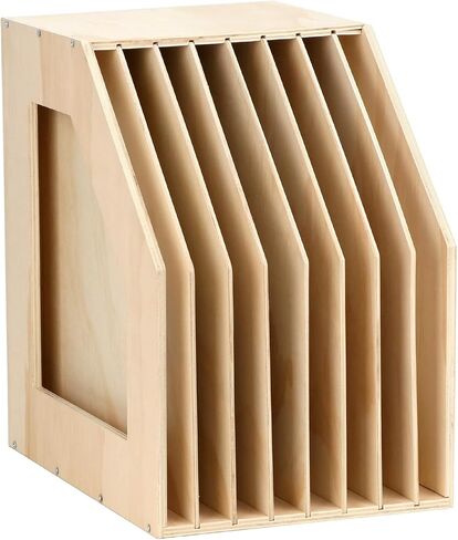 QWORK Wood Paper Storage Organizer with 8 Sloped Slots - 2 Pack Slope Portable Scrapbook Paper Rack for Scrapbooks, Vinyl Records, and Documents - 13x9.5x13.2 Inches in Saudi Arabia