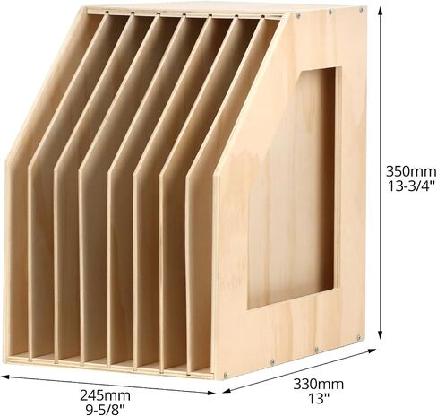 QWORK Wood Paper Storage Organizer with 8 Sloped Slots - 2 Pack Slope Portable Scrapbook Paper Rack for Scrapbooks, Vinyl Records, and Documents - 13x9.5x13.2 Inches in Saudi Arabia