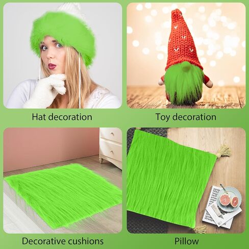 Green Faux Fur Fabric 10x20inch Pre-Cut Craft Fake Fur Fabric for Crafts,Costume,Camera Floor,Gnomes,Decoration Plush Fabric，Santa Fur for Therian Mask for Christmas Halloween DIY(Green) in Saudi Arabia