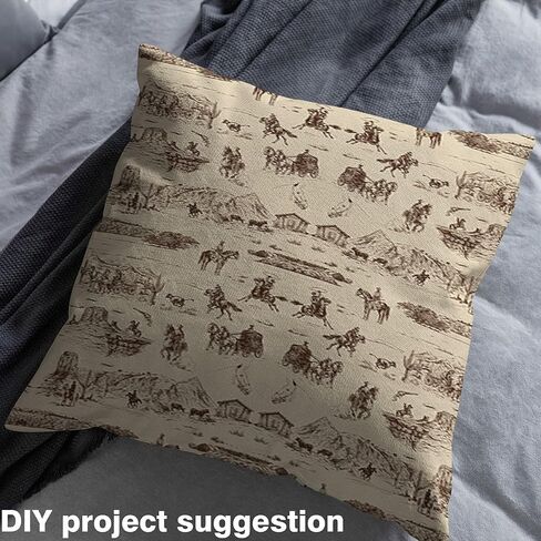 Western Cowboy Decorative Waterproof Outdoor Fabric 1 Yard for Chairs, Western Fabric by The Yard Vintage Western Cowboy Upholstery Fabric for Brown Farmhouse Outdoor Fabric in Kuwait