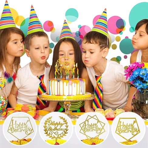 AUOCATTAIL 8 قطع كعكة عيد ميلاد سعيد القبعات العالية كعكة الذهب القبعات العالية الاكريليك كعكة عيد ميلاد لوازم من زينة كعكة عيد ميلاد الحزب in Kuwait