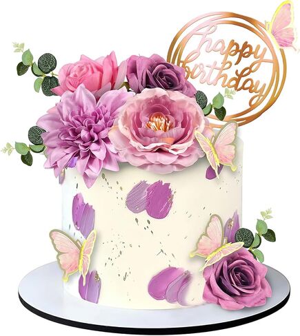 AUOCATTAIL 8 قطع كعكة عيد ميلاد سعيد القبعات العالية كعكة الذهب القبعات العالية الاكريليك كعكة عيد ميلاد لوازم من زينة كعكة عيد ميلاد الحزب in Kuwait