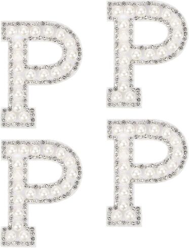uxcell 10Pcs Iron on Letters Patches, Letter H Rhinestone Pearl Alphabet Applique English Letter Sew on Patches for DIY Clothing Hat Bag, White in Saudi Arabia