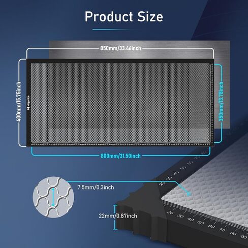 سرير ليزر على شكل قرص العسل مقاس 225 × 225 مم 8.86 بوصة × 8.86 بوصة، طاولة عمل على شكل قرص العسل من الفولاذ المغناطيسي للنقش بالليزر، تبديد سريع للحرارة، مواد حماية الطاولة والنقش (منطقة العمل 200 × 200 مم) in Saudi Arabia