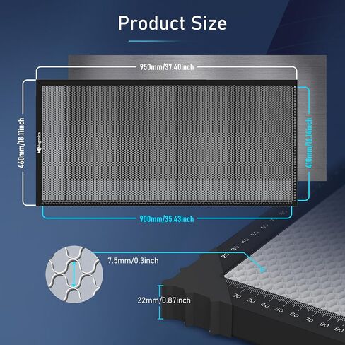 سرير ليزر على شكل قرص العسل مقاس 225 × 225 مم 8.86 بوصة × 8.86 بوصة، طاولة عمل على شكل قرص العسل من الفولاذ المغناطيسي للنقش بالليزر، تبديد سريع للحرارة، مواد حماية الطاولة والنقش (منطقة العمل 200 × 200 مم) in Saudi Arabia