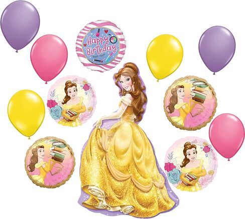 مجموعة من 12 قطعة من لوازم الحفلات من Anagram Beauty and the Beast، مجموعة بالونات عيد ميلاد الأميرة بيل من 12 قطعة in Kuwait