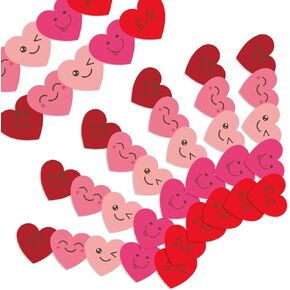 68.9ft Valentine's Day Bulletin Board Border, 60pcs Red Pink Heart Emoticon Design Bulletin Board Decor Stickers Valentine Border Trim for Party Classroom Chalkboard Wall