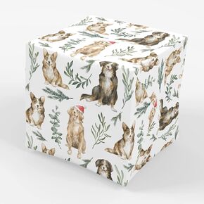 Holiday Dogs Christmas Gift Wrapping Present Paper - 30 x 20 Inch (3 Sheets)