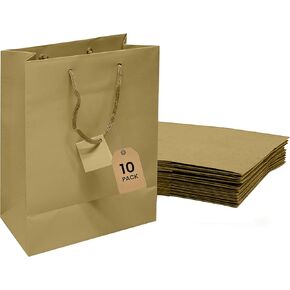 Novel Box Burgundy Gift Bags with Handles 10 Pack 8x4x10 inch Large Paper Bags - Shopping Bags Bulk Gift Bags Business, Shopping, Birthday Paper Shopping Bags - Shopping Bags for Groceries