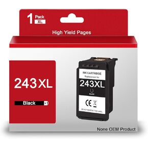 PG-243 Ink Cartridges Black Remanufactured for Canon 243XL Black Ink to use with Pixma MG2522 MG2500 MG2520 MX490 MX492 TR4520 TR4522 TS3322 TS3122 TS3100 Printer (1 Black)