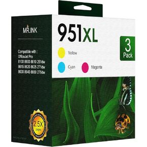 951XL Ink Cartridges Compatible Replacement for HP 951XL Ink Cartridges Combo Pack High Yield use with OfficeJet Pro 8610 8600 8615 8620 8625 276dw 251dw (1 Cyan, 1 Magenta, 1 Yellow, 3 Pack)