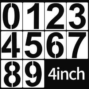 6 Inch Large Number Stencils Set, Plastic 0-9 Address Number Painting Stencils Templates Reusable Digital Templates for Cake Stencil Mailbox Signs Parking Lot House Numbers Stencils Wall Art