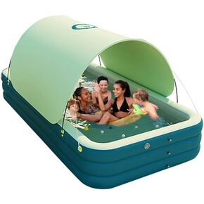10 ft Pool with Canopy, Large Swimming Pool Snapset Inflatable Blow up Pool for Kids,Adult, and Pets - Easy Set Pool,Durable Sun Shade, Kid Pools for Backyard,Outdoor
