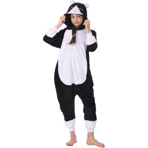 WAFUNNE Animal Onesie Costume for Kids Child Boys Girls Womens Mens Cosplay Halloween Costumes Easter Onesies Black Cat