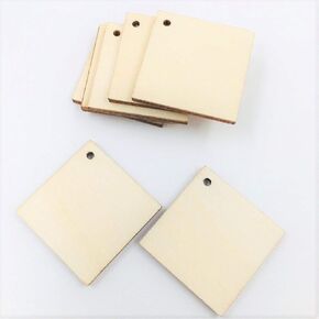NUORUI 25PCS Diamond Square Shape Unfinished Wood Earring Blanks Laser Cut Wooden Jewelry Accessories (1" H x 1" W)