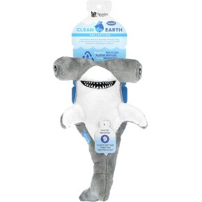 Spunky pup Clean Earth Plush Dog Toy with Squeaker - Recycled, Eco-Friendly, Floats for Beach, Lake, Pool - Hammerhead Shark, Large