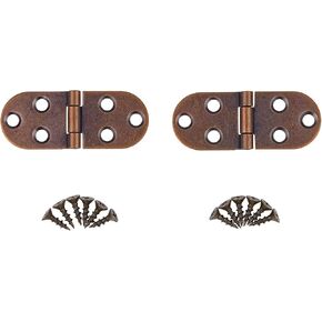 Rounded Antique Copper Sewing Machine Hinge | Pack of 2 | Old Furniture Reproduction Hardware | SH5-SAC