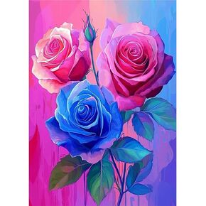 EOBROMD Paint by Numbers for Adults, DIY Color Flower Paint by Number Kits for Beginner on Canvas, Paint by Numbers Adult Kit Drawing Arts and Crafts for Gift Home Wall Decor 12x16inch