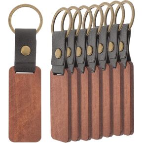 Milisten 8pcs Engraved Keychain Wooden Walnut