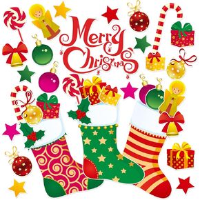 Christmas Stockings Bulletin Board Set Holiday Bulletin Board Decorations with Christmas Stockings Stars Cutouts for School Classroom Chalkboard Party Decoration Teacher Supplies